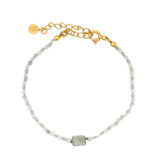 Bracelet doré duo de labradorite et pierre de lune