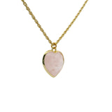 Collier doré coeur en quartz rose 50cm