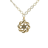 Collier doré médaille ajouré et étoile 50cm