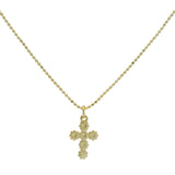 Collier doré croix fleurie 46cm