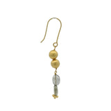 Boucles d'oreilles dorées en Labradorite et boules dorées brossées