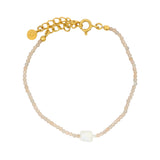 Bracelet doré pierre de lune et pierre de lune pêche