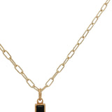 Collier doré croix onyx noire 42 cm