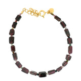 Bracelet doré duo de pierres en Grenat et Tourmaline