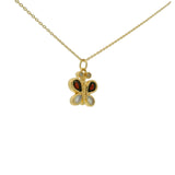 Collier doré papillon grenat et pierre de lune avec zircons blancs 42 cm