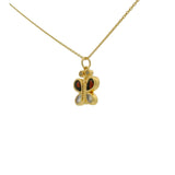 Collier doré papillon grenat et pierre de lune avec zircons blancs 42 cm