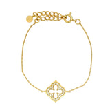 Bracelet doré fleur arabesque en zircons blancs0