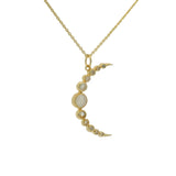 Collier doré grande lune pierre de lune 42 cm