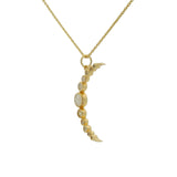 Collier doré grande lune pierre de lune 42 cm