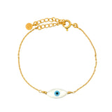 Bracelet doré avec oeil oval en nacre et disques dorés