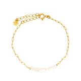 Bracelet doré maille rectangle et trilogie Cristal blanc