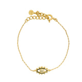 Bracelet doré oeil cils boules et zircons blancs