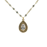Collier doré et pendentif en forme de goutte avec des zircons 50cm