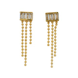 Boucles dorées zircons baguettes et chainettes