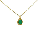 Collier doré pendentif scarabée onyx verte 42 cm