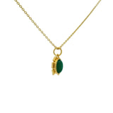 Collier doré pendentif scarabée onyx verte 42 cm