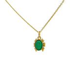 Collier doré pendentif scarabée onyx verte 42 cm