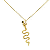 Hammered snake and zircon gold necklace