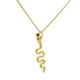 Hammered snake and zircon gold necklace
