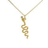 Hammered snake and zircon gold necklace