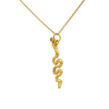 Hammered snake and zircon gold necklace