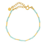 Bracelet doré pierre en Apatite séparées par des tubes dorées