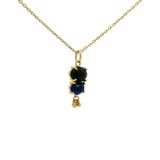 Gold necklace pendant duo of stones and tassels