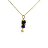 Gold necklace pendant duo of stones and tassels