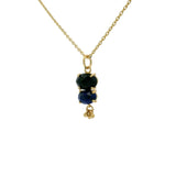 Gold necklace pendant duo of stones and tassels