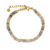 Bracelet doré multi pierre de lune taillées en disques Heishi