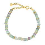 Bracelet doré en Fluorite taillée en disques Heishi