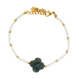 Bracelet pierre de lune et trèfle en labradorite