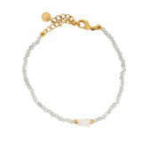 Bracelet doré duo labradorite et quartz rose