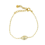 Bracelet petit oeil oval avec pierre de lune et zircons blancs