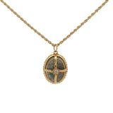 Collier doré médaillon labradorite avec cage 50 cm