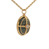 Collier doré médaillon labradorite avec cage 50 cm