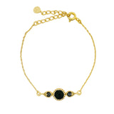 Bracelet doré onyx noire deux gouttes