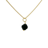 Collier doré petit trèfle onyx noire 42 cm