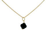 Collier doré petit trèfle onyx noire 42 cm