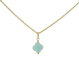 Collier doré petit trèfle amazonite 42 cm