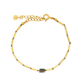 Bracelet tubes dorés et tourmaline rectangle