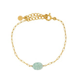 Bracelet doré maille rectangle avec amazonite ovale lisse