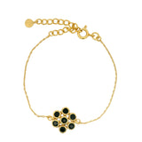 Bracelet doré fleur en onyx noire