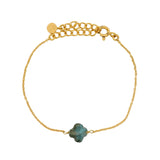 Bracelet doré petit trèfle en labradorite facettée