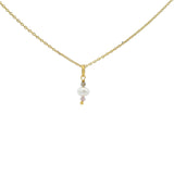 Collier doré perle de culture et tourmaline 42 cm