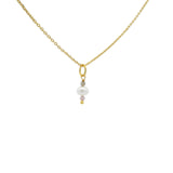 Collier doré perle de culture et tourmaline 42 cm