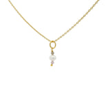 Collier doré perle de culture et tourmaline 42 cm