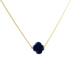 Collier doré grand trèfle lapis lazuli 40 cm