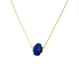 Collier doré grand trèfle lapis lazuli 40 cm