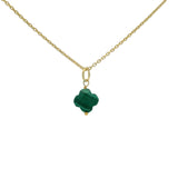 Collier doré petit trèfle en malachite facettée 42 cm